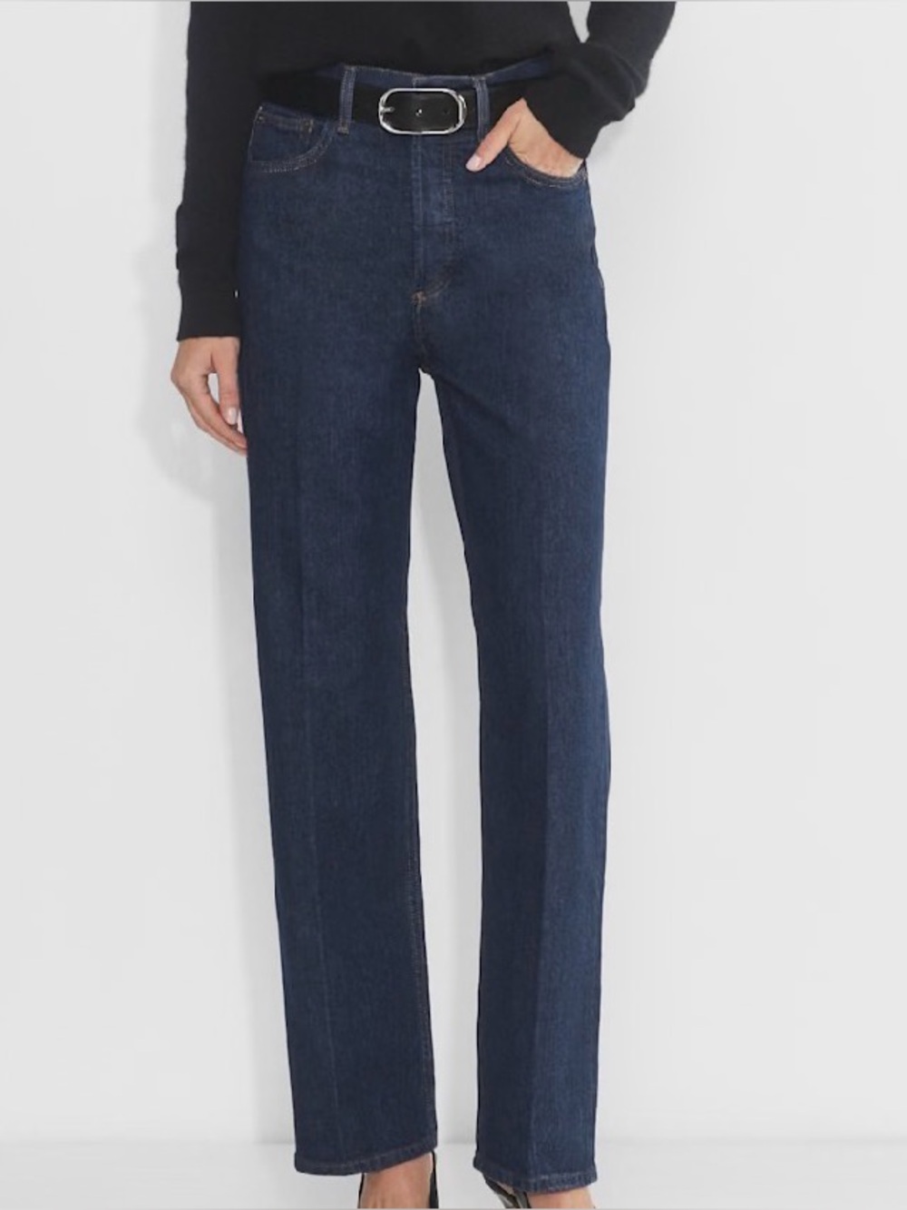 Aritzia x Denim Forum The Arlo High Rise Straight 28L Jeans | Dark Wash | 24 - Picture 1 of 5